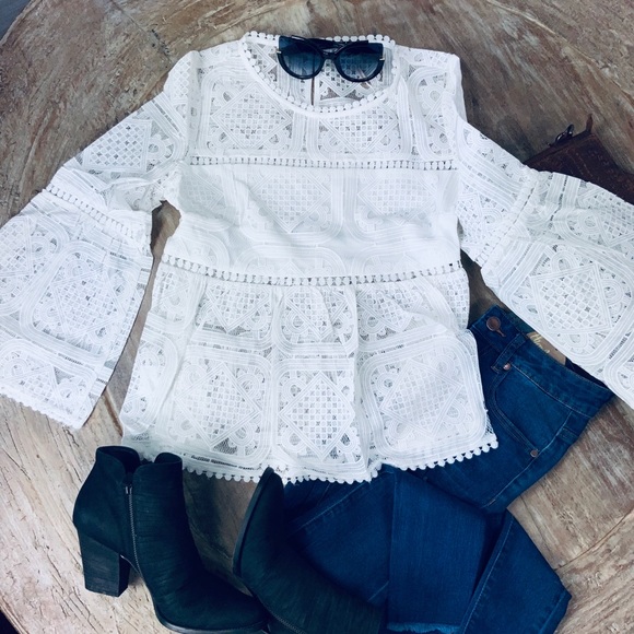 Organza Embroidered Lace Eyelet Top - Picture 4 of 8